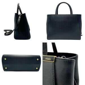 Fendi Leather Bag Toujours Shoulder Handbag Black